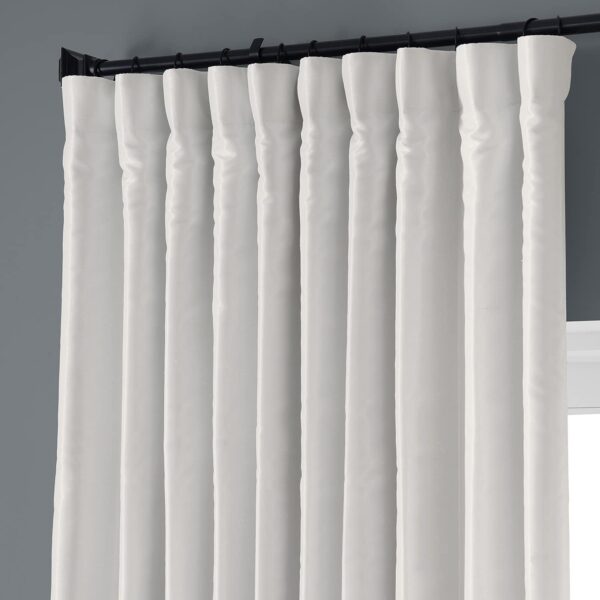 Extra Wide Faux Silk Blackout Curtains 96 Inches Long for Bedroom & Living Room Vintage Textured Blackout Curtain (1 Panel), 100W x 96L, Off White