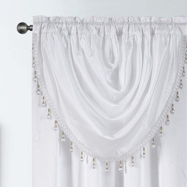 Window Panel with Attached Valance Curtain Bedroom Living Room Dining 42"X84" White