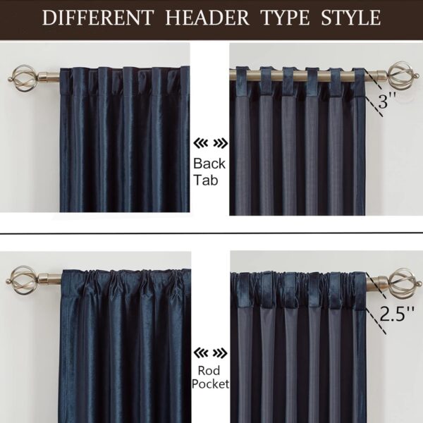 100% Full Blackout Navy Blue Velvet Curtains 108 inch Long for Living Room,Set of 2 Panels Liner Rod Pocket Back Tab Thermal Window Curtains Room Darkening Heavy Decorative Drapes for Bedroom