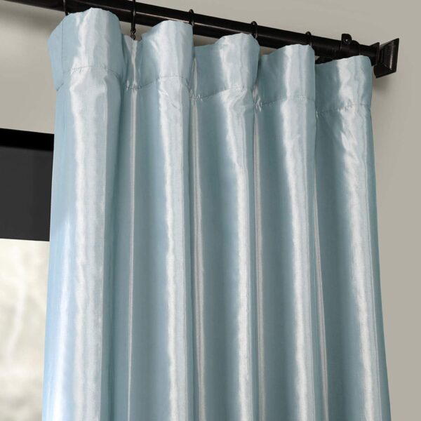 Faux Silk Taffeta Curtains for Bedroom & Living Room 120 Inches Long Room Darkening Curtains 50W x 120L, (1 Panel), Winter Ice