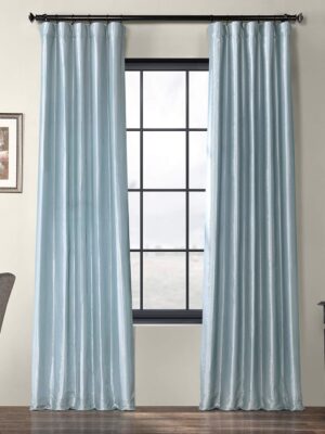 Faux Silk Taffeta Curtains for Bedroom & Living Room 120 Inches Long Room Darkening Curtains 50W x 120L, (1 Panel), Winter Ice