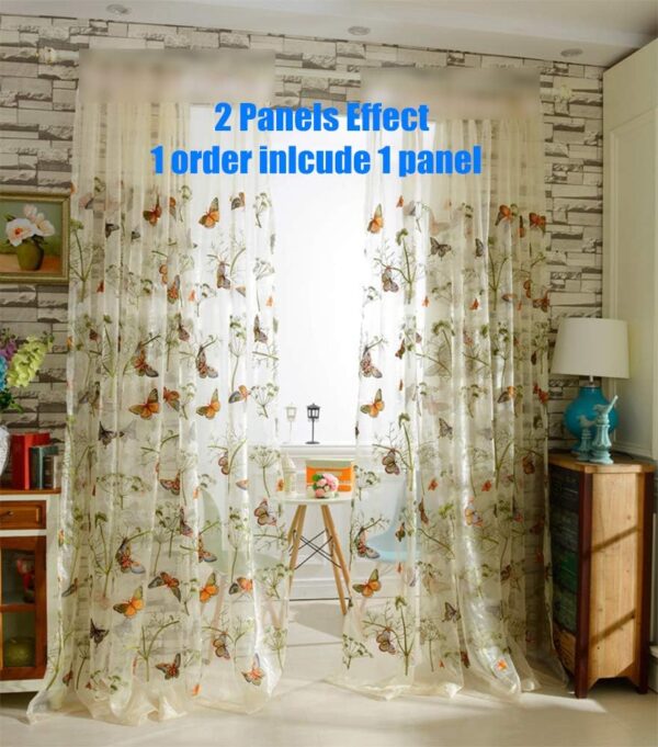 Embroidered Butterfly Window Semi Sheer Curtains for Kids Room Country Style Dandelion Pattern Room Divider Rod Pocket Tulle Gauze Voile Panel Drapes for Living Room 1 Panel W39 x L84 inch