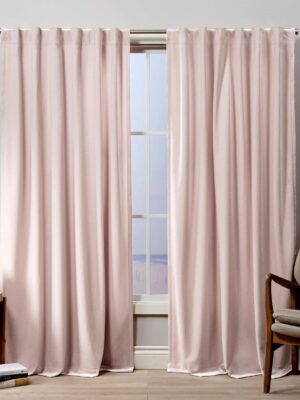 Exclusive Home Velvet Heavyweight Light Filtering Hidden Tab Top Curtain Panel Pair, 52"x96", Blush