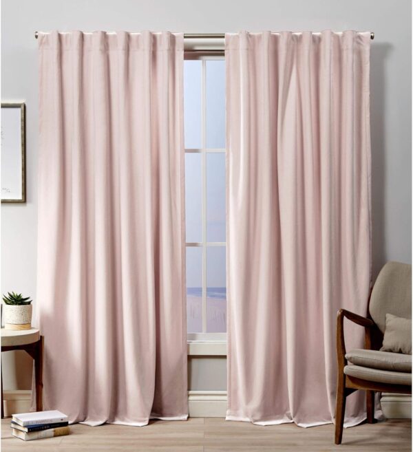 Exclusive Home Velvet Heavyweight Light Filtering Hidden Tab Top Curtain Panel Pair, 52"x96", Blush