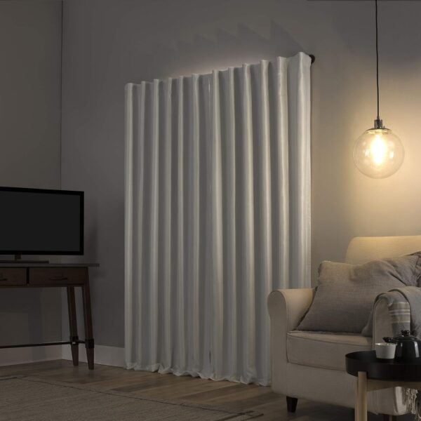 Faux  Silk Thermal Extreme Total Blackout Back Tab Curtain Panel, 50" x 108", Pearl White