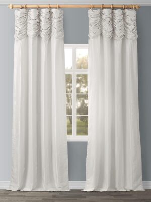 Ruched Faux  Silk Curtains for Living Room 50 X 84 (1 Panel),  Off White