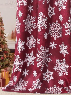 Christmas Curtains for Living Room Thermal Insulated Snowflake Pattern Curtains 84 Inch Length 2 Panels Set Winter Snow Grommet Window Curtain Drapes for Bedroom Holiday Xmas Decor Red