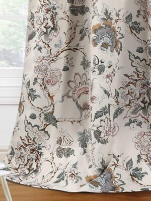 Blackout Curtains 84 Inch Length 2 Panels Set Floral Print Curtain Drapes for Living Room Thermal Insulated Grommet Window Curtains for Bedroom - Traditional Floral in Sage and Brown