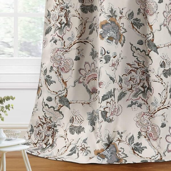 Blackout Curtains 84 Inch Length 2 Panels Set Floral Print Curtain Drapes for Living Room Thermal Insulated Grommet Window Curtains for Bedroom - Traditional Floral in Sage and Brown