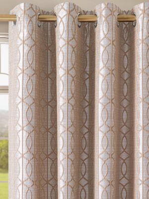 Light Khaki and Silvery 100% Blackout Curtains 84 Inch Length 2 Panels, Jacquard Thermal Insulated Noise Reducing Grommet Drapes for Bedroom Living Room, 2pcs, 52" W x 84" L