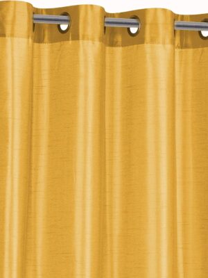 2 Pack Semi Sheer Faux Silk Grommet Curtains, Assorted Colors, (Gold)