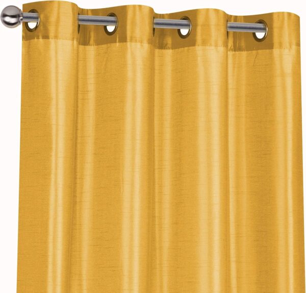 2 Pack Semi Sheer Faux Silk Grommet Curtains, Assorted Colors, (Gold)