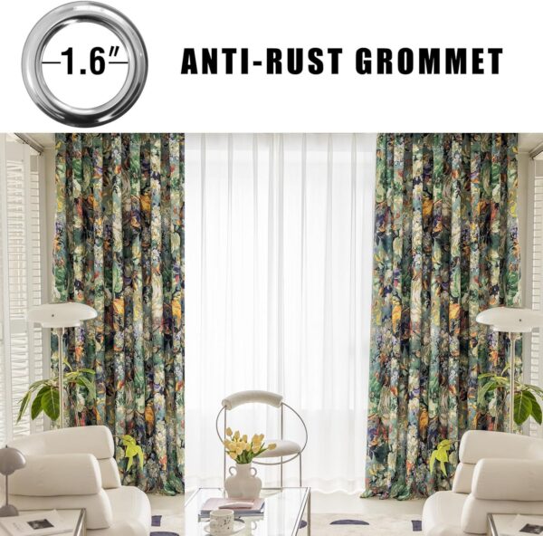 Floral Curtains for Bedroom Pattern Dark Green Vintage Painting Flower Blackout Window Drapes Room Darkening for Living Room 84 inches Long 2 Panels