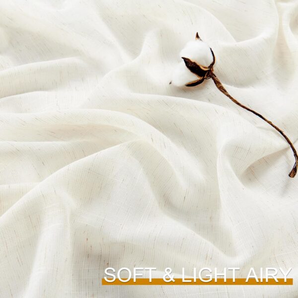Natural Linen Sheer Curtains, 84 Inches Long Rod Pocket & Back Tab Linen Texture Semi Sheer Window Covering, Light Airy Privacy Sheer Panels for Bedroom Living Room 52" W x 84" L, Set of 2