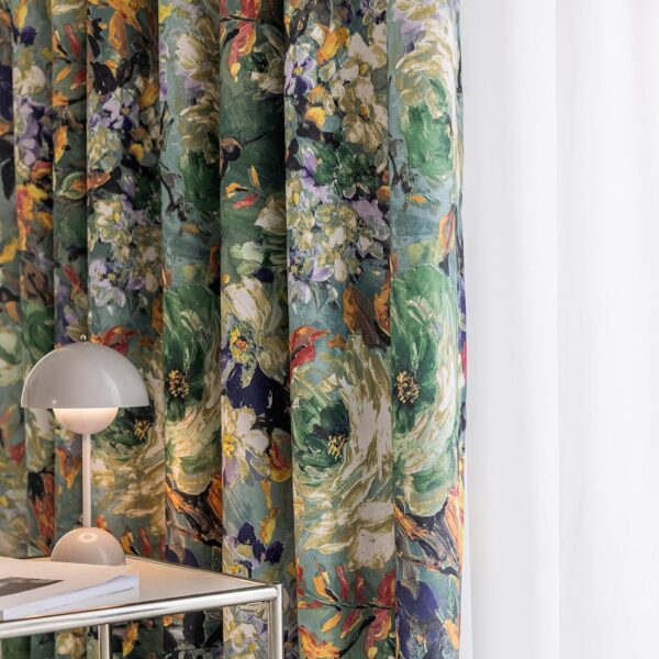 Floral Curtains for Bedroom Pattern Dark Green Vintage Painting Flower Blackout Window Drapes Room Darkening for Living Room 84 inches Long 2 Panels