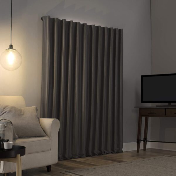 Faux  Silk Thermal Extreme Total Blackout Back Tab Curtain Panel, 50" x 95", Iron Gray