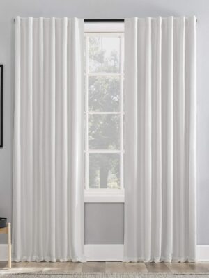 Faux  Silk Thermal Extreme Total Blackout Back Tab Curtain Panel, 50" x 108", Pearl White