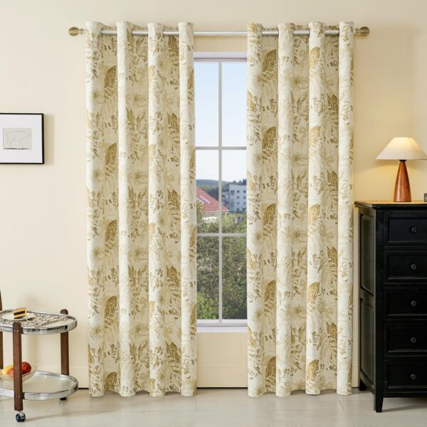 Printed Blackout Curtains for Livingroom Bedroom Grommet Thermal Insulated Room Darkening Window Drapes with Black Liner, Set of 2 Panels, 52x84 Inch