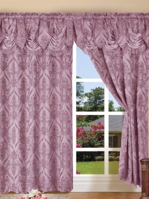 Elegant Comfort  Jacquard Look Curtain Panel Set, 54 by 84-Inch, Purple, Set of 2