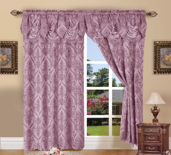 Elegant Comfort  Jacquard Look Curtain Panel Set, 54 by 84-Inch, Purple, Set of 2