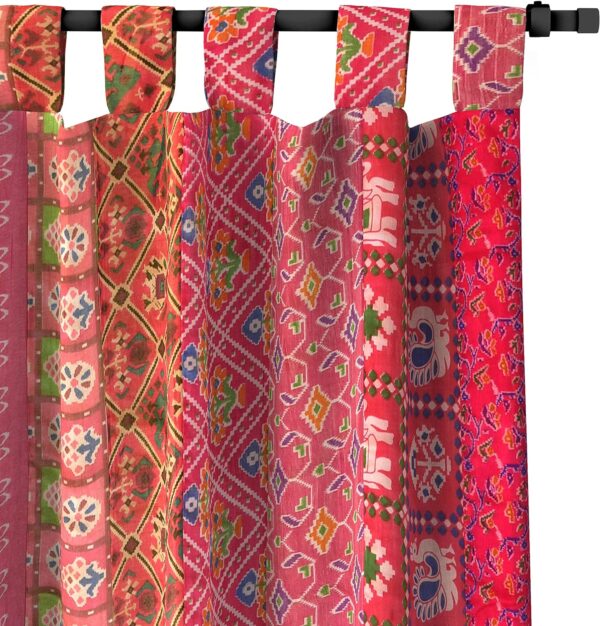 Indian Old Silk Blend Sari Curtains, Boho Patchwork Curtains Door Window Treatment Panel Drapes for Home Décor 2 Panel (84"x42" Each Panel)