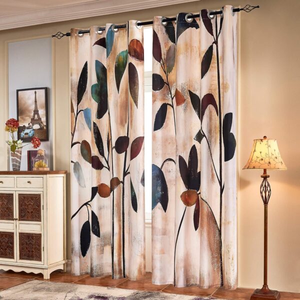 Printed Curtains Room Darkening for Bedroom Living Room Kids Room Dining Room Valance Colorful Window Drapes 2 Panel Set (52'' x 84'', Brown)