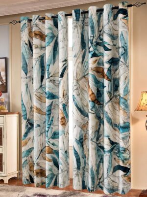 Printed Curtains Room Darkening for Bedroom Living Room Kids Room Dining Room Valance Colorful Window Drapes 2 Panel Set (52'' x 84'', Blue)