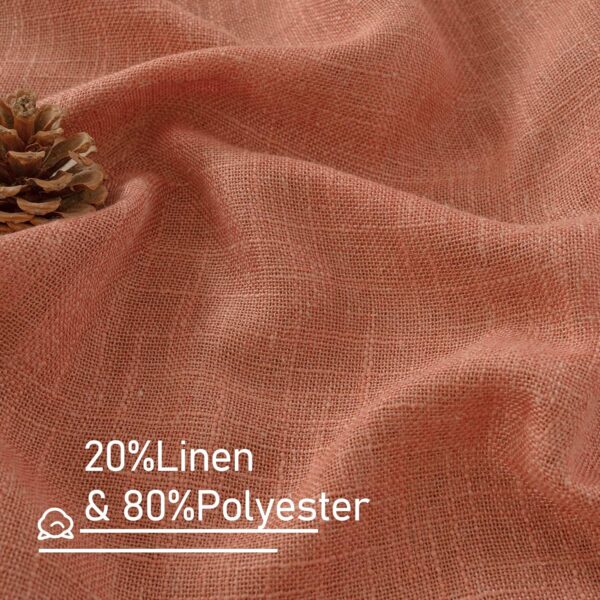 Terracotta Linen Curtains 63 Inch for Bedroom, Light Filtering Neutral Semi Sheer Window Boho Curtains Back Tab and Rod Pocket Panels for Living Room, 2 Panels, 52 x 63 Inch