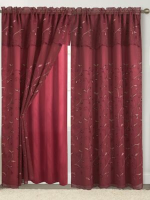 Elegant Comfort Luxury Curtain/Window Panel Set with Attached Valance and Backing 54" X 84 inch (Set of 2), Burgundy