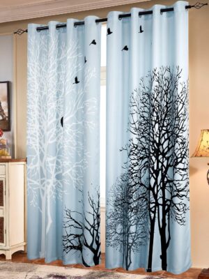 Printed Curtains Room Darkening for Bedroom Living Room Kids Room Dining Room Valance Colorful Window Drapes 2 Panel Set (52'' x 84'', Light Blue)